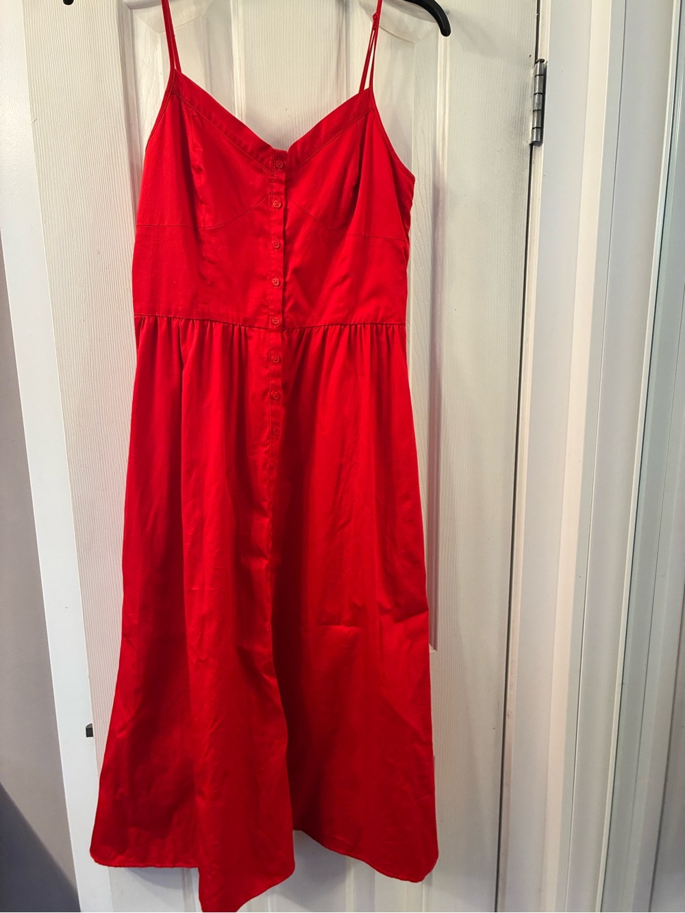 Maje red cotton midi dress